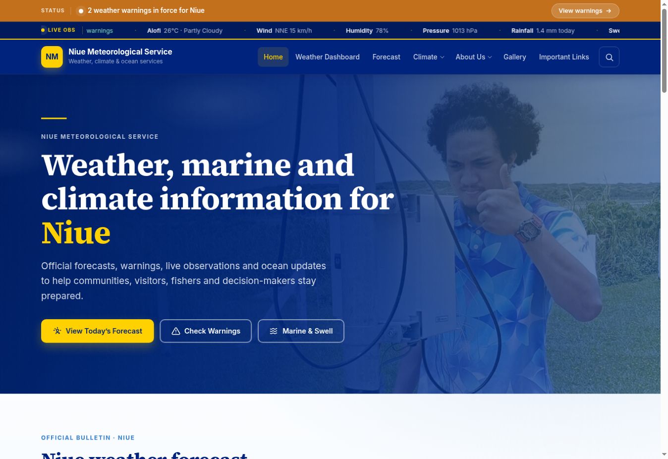 Niue Met homepage
