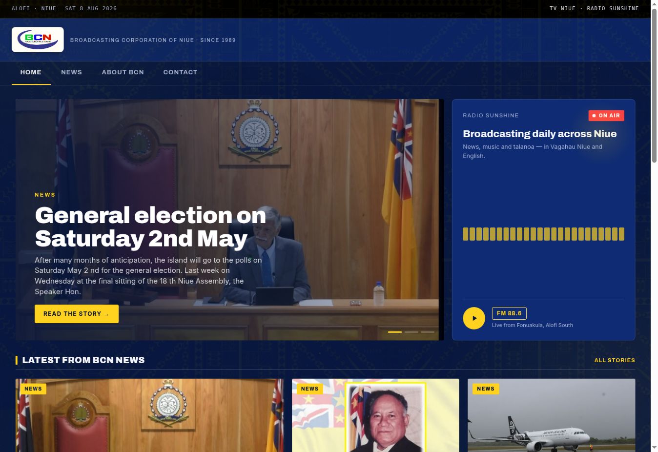 TV Niue homepage